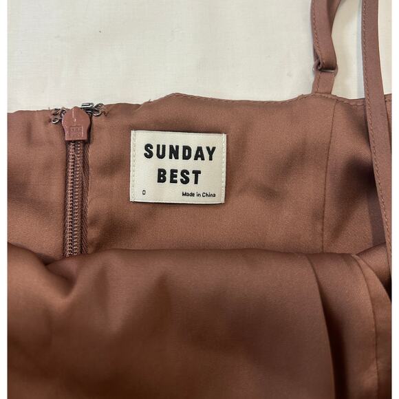 Sunday Best Brown Satin Form Fitted Body Con Mini Dress Size Small - Picture 2 of 3